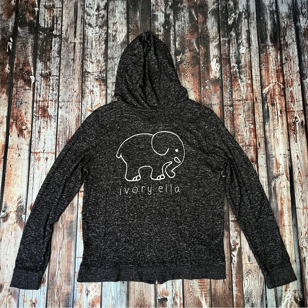 Ivory Ella Marble Zip Drawstring Hoodie